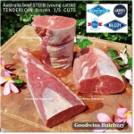 Beef Eye Fillet Mignon Has Dalam Tenderloin AGED BY GOODWINS 3-4 weeks STEER (young cattle) Australia HARVEY frozen 1/3 WELLINGTON cuts (price/pc 1kg)
